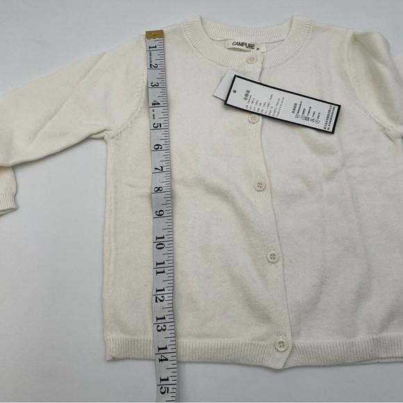 Campure Little Girl Off-White Button Down Lightweight Cardigan Sweater‎ NWT - Picture 10 of 13